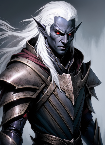 11072157-34667478-drow, male,  male focus, pointy ears, red eyes, armor, elf, white hair, shoulder armor, upper body, closed mouth, long hair, pau.png